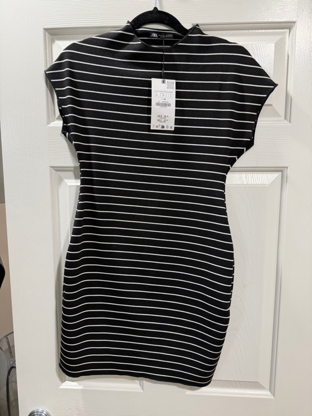 ZARA Black and White Striped Mini Dress